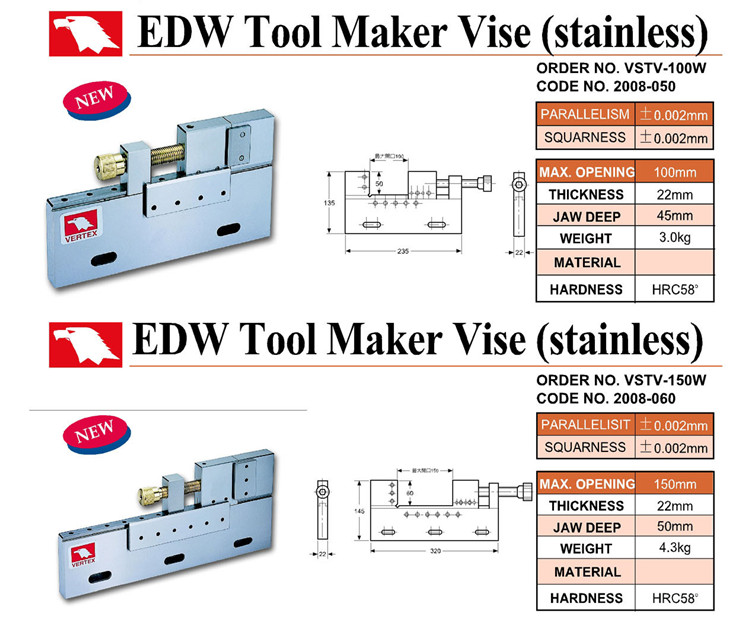 Vertex EDM Tool Maker Vise